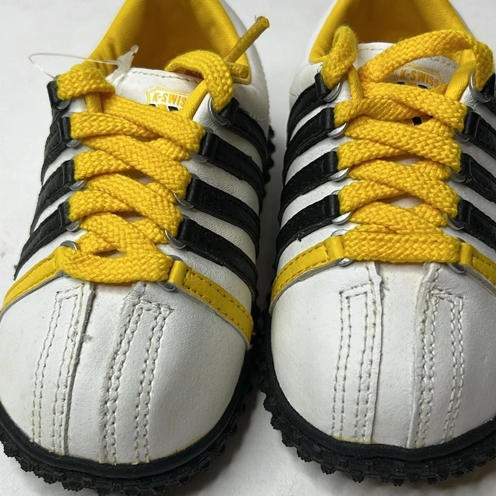 K-Swiss Toddler Turf‎ Soccer Shoes 5C EU21 White Black Yellow Lace Up Sneakers
